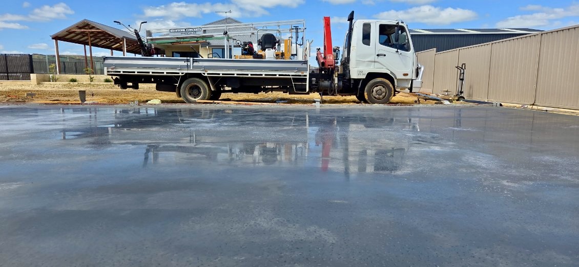 Flat concrete floor in a warehouse